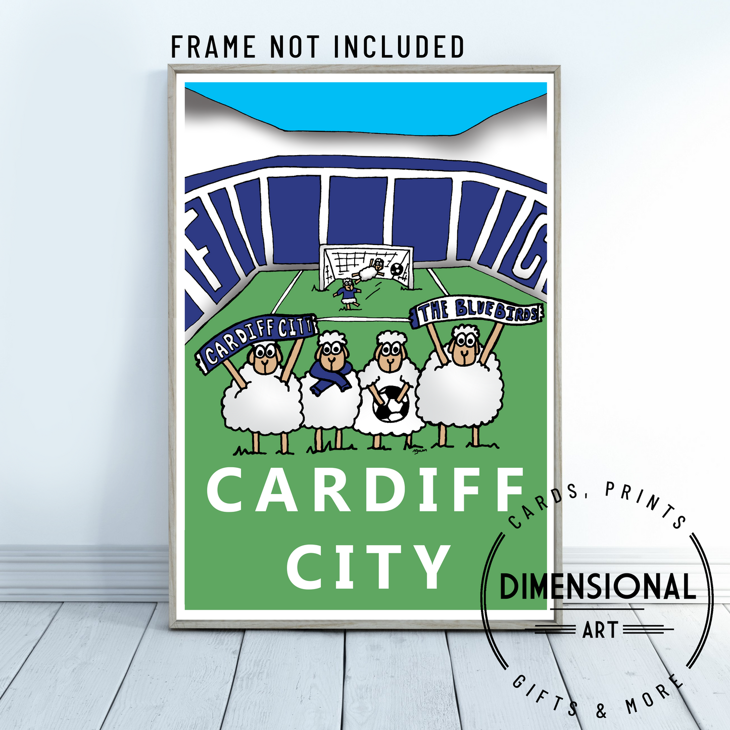 Cardiff City Football Sheep A4 Print