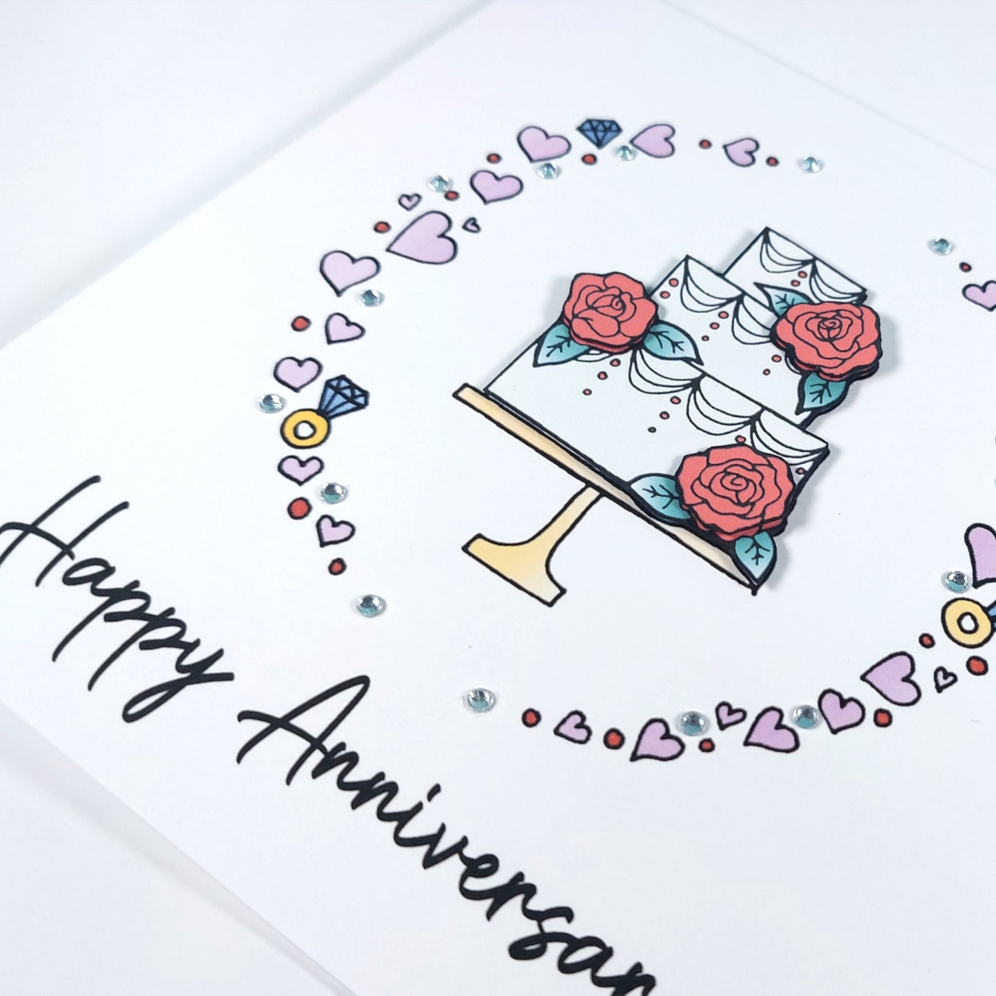 Anniversary Cake Card (Pink Roses)