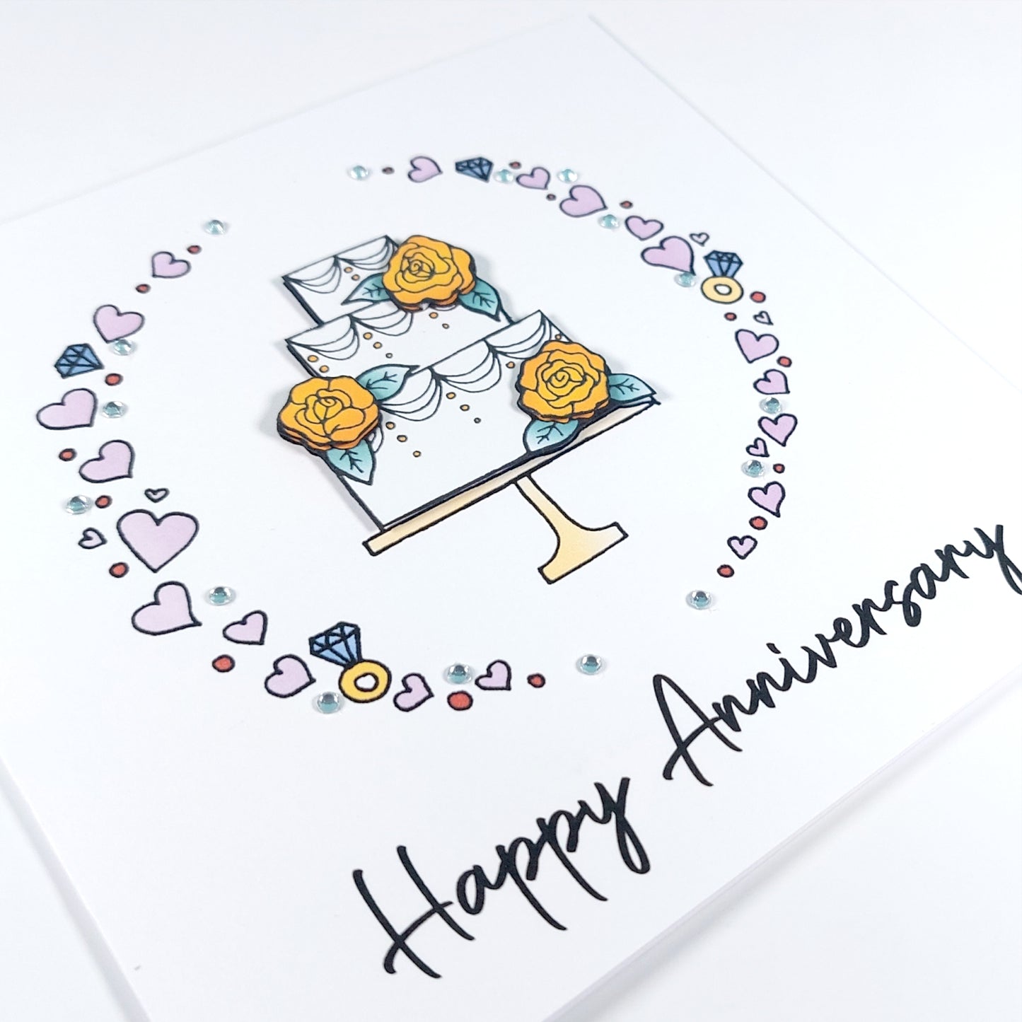 Anniversary Cake Card (Yellow Roses)