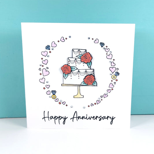 Anniversary Cake Card (Red Roses)