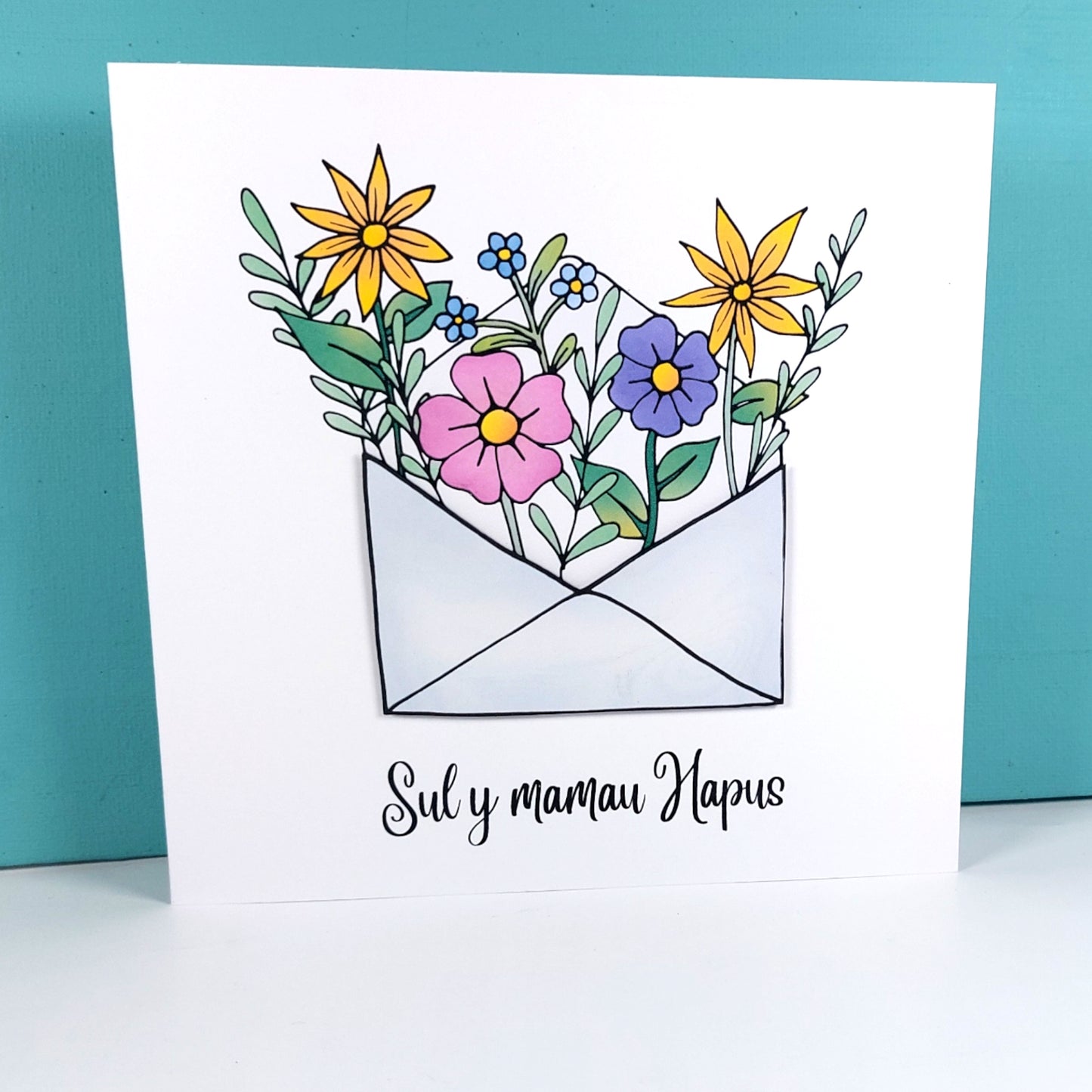 Flower Envelope Sul y mamau hapus (Mothers day) WELSH