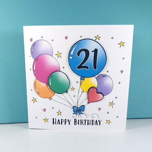 21st Balloons Birthday Card