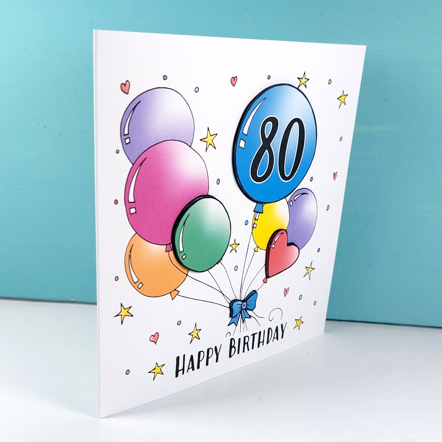 80th Balloons Birthday Card