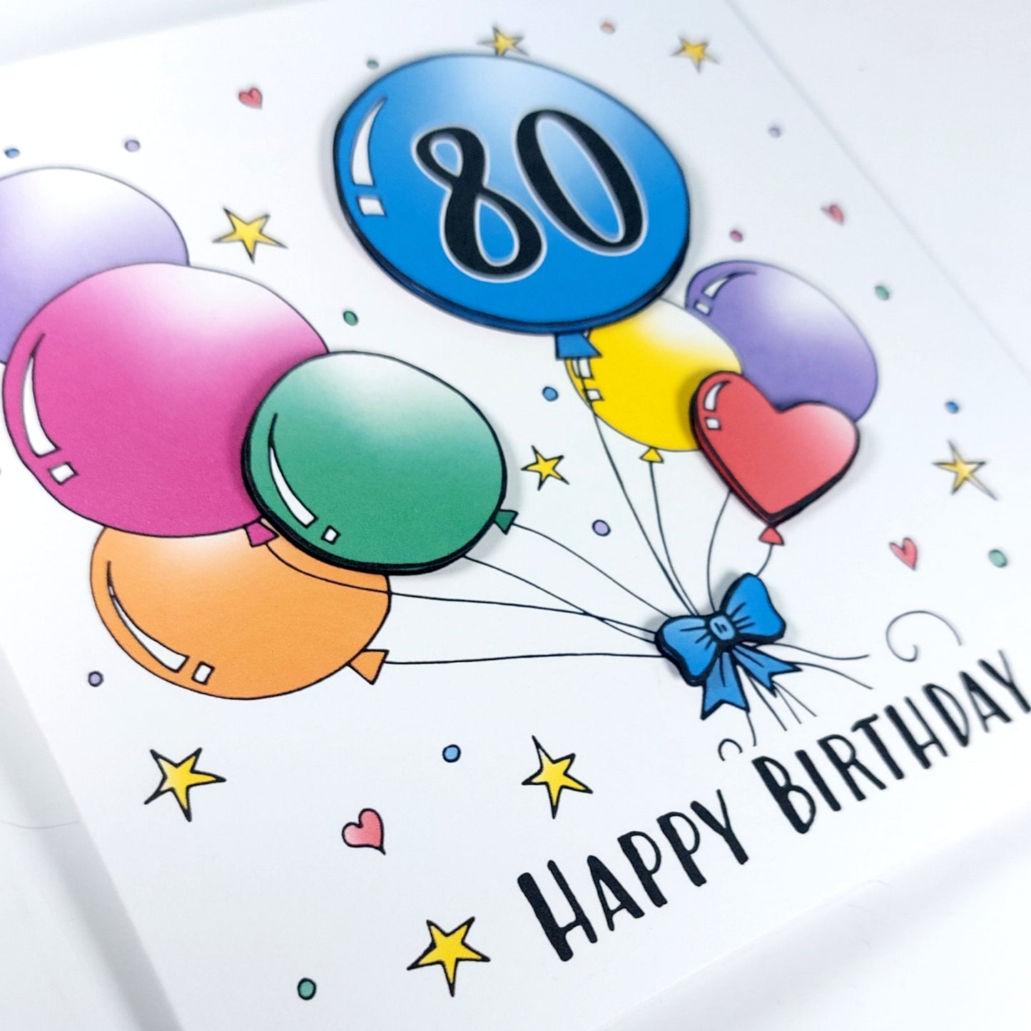 80th Balloons Birthday Card