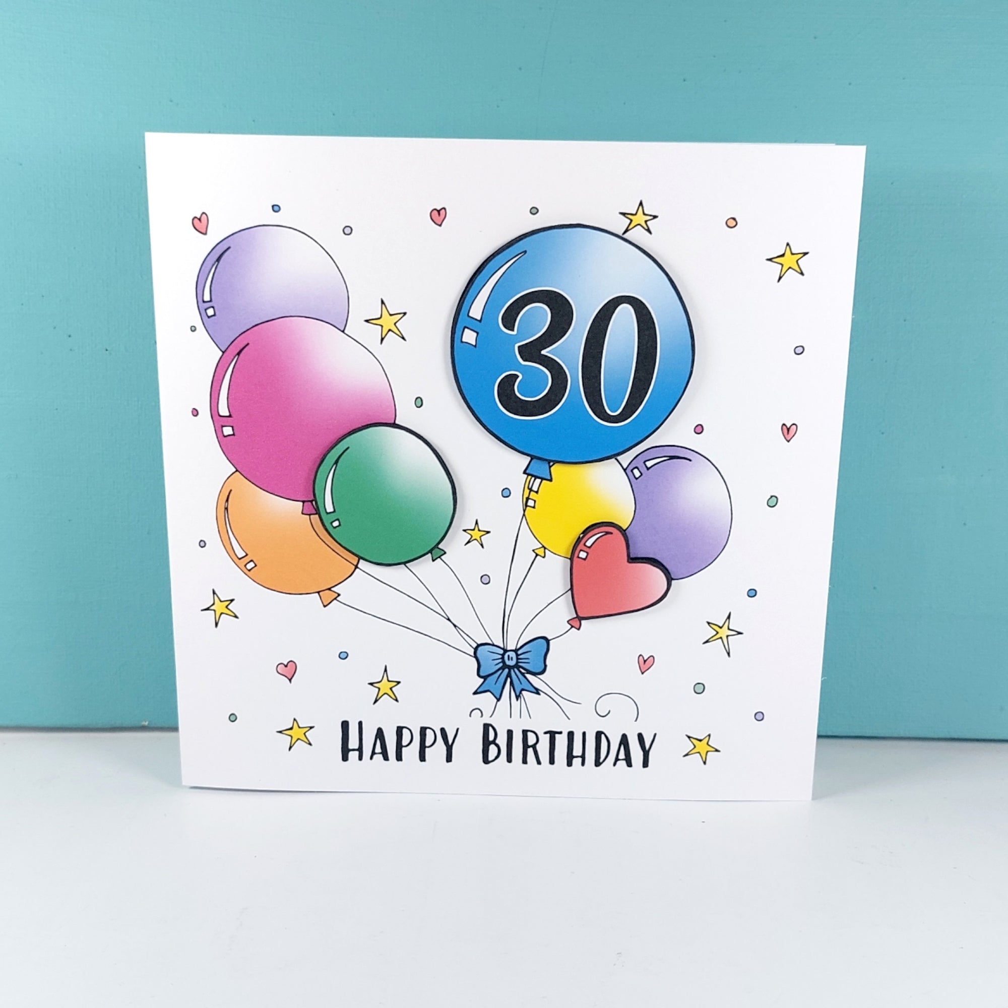 30th Dimensional 30th Balloons Birthday Card – Dimensional Art