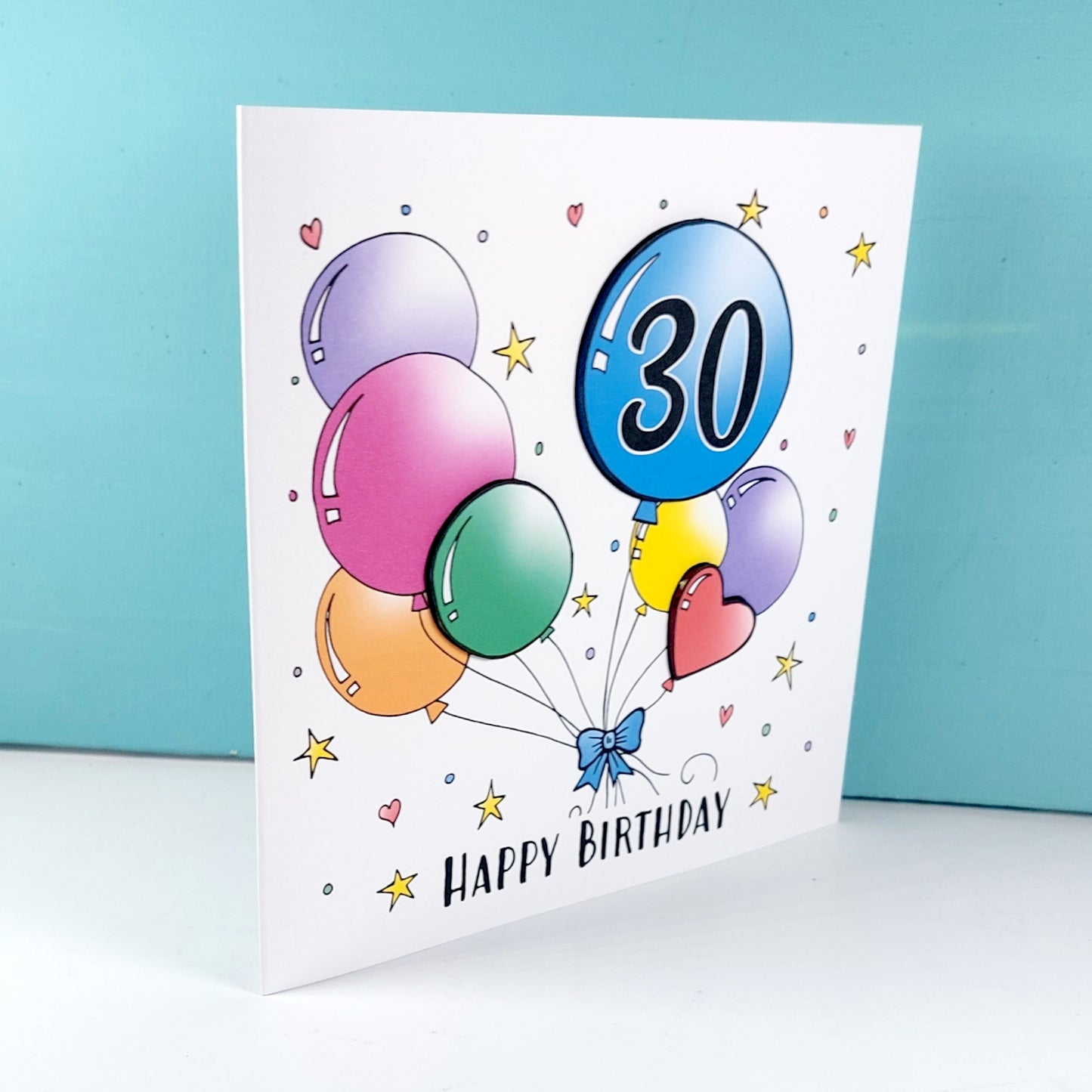 30th Balloons Birthday Card