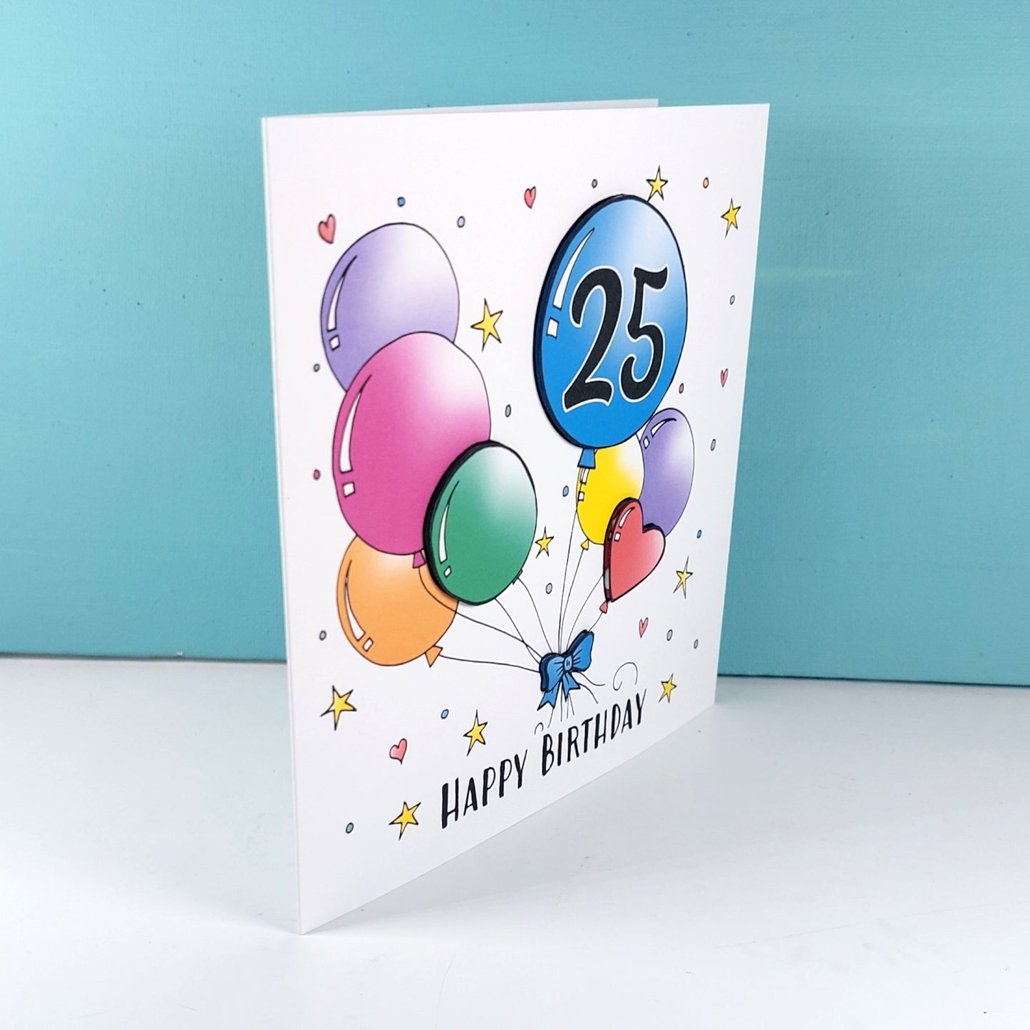 25th Balloons Birthday Card