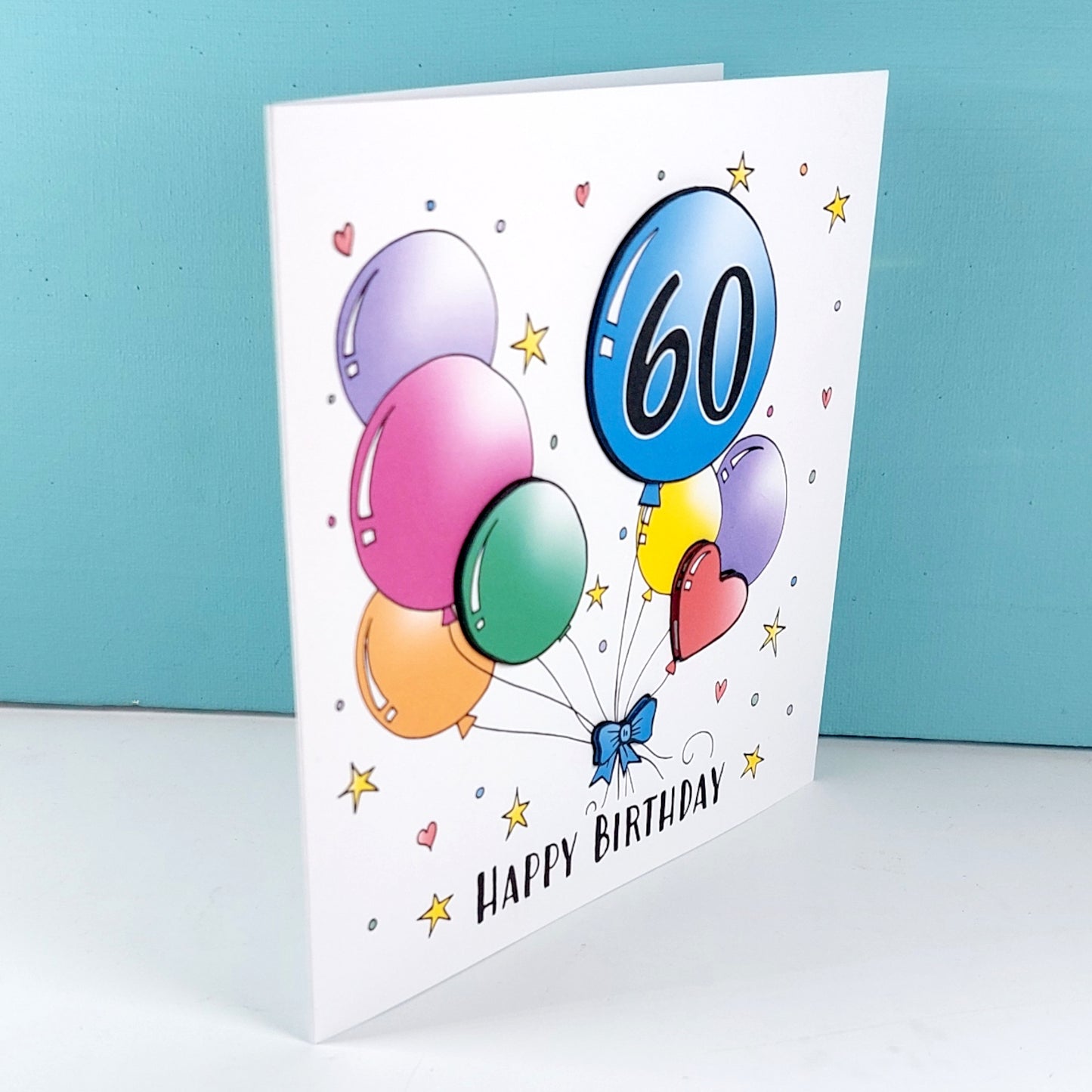 60th Balloons Birthday Card
