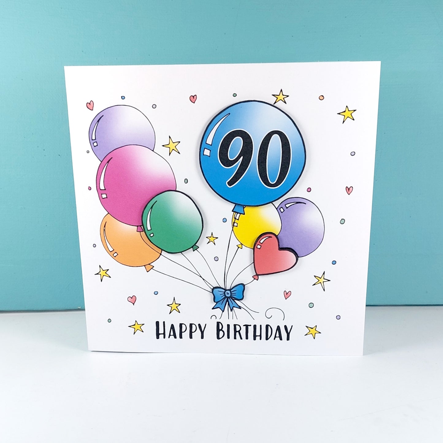 90th Balloons Birthday Card