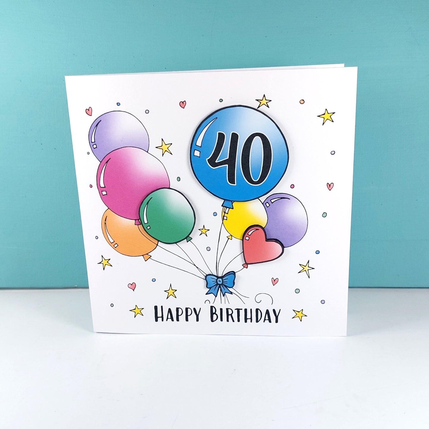 40th Balloons Birthday Card