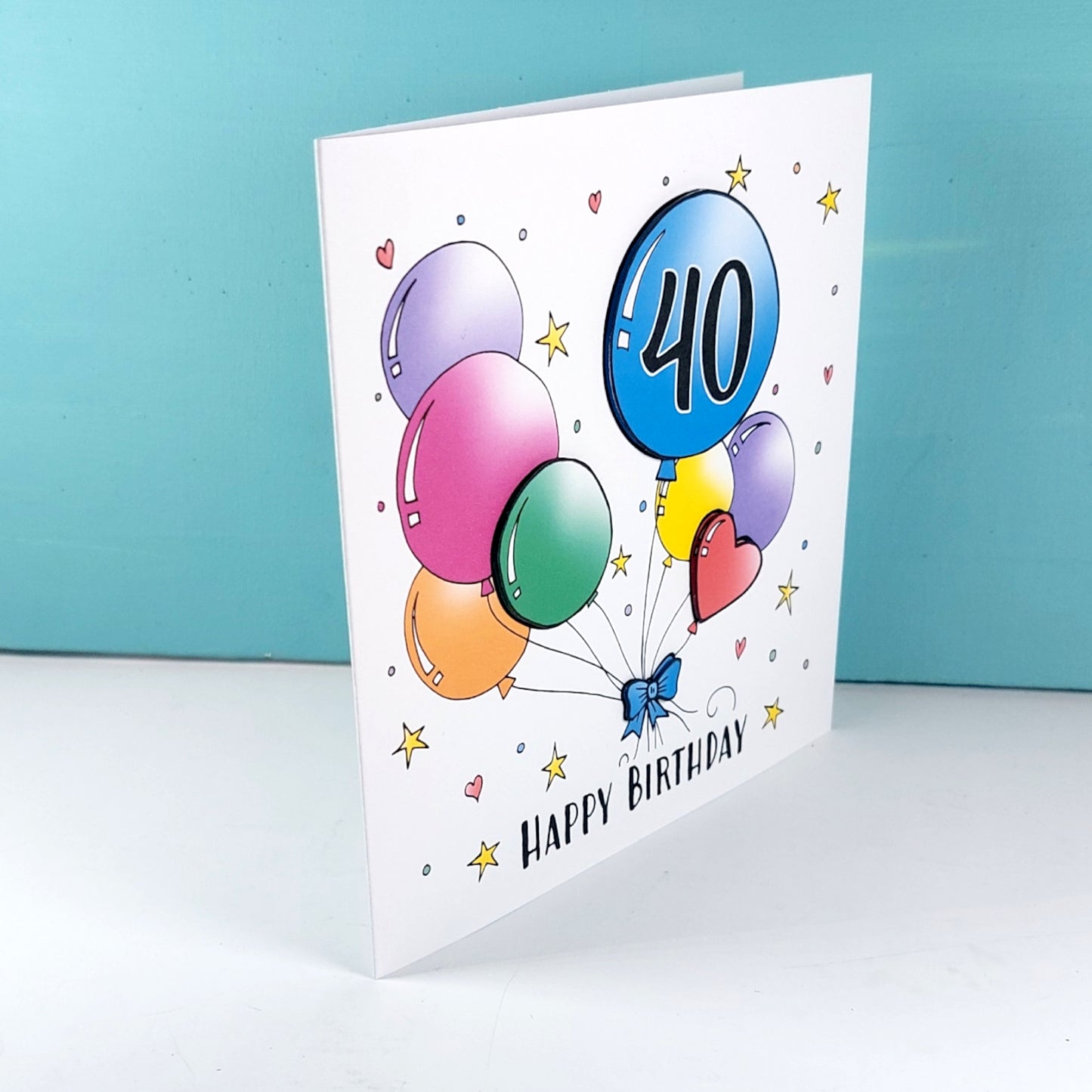 40th Balloons Birthday Card