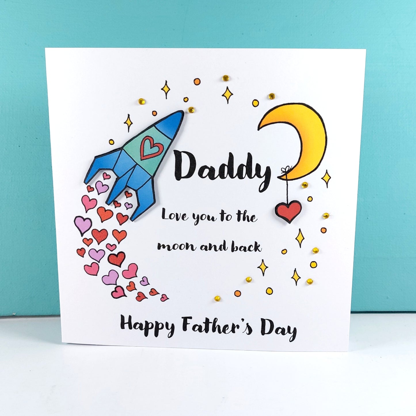 Daddy love you to the moon and back happy fathers Card