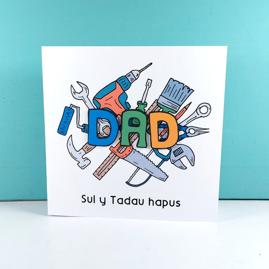 Dad DIY Sul y Tadau hapus (fathers Card) - Welsh