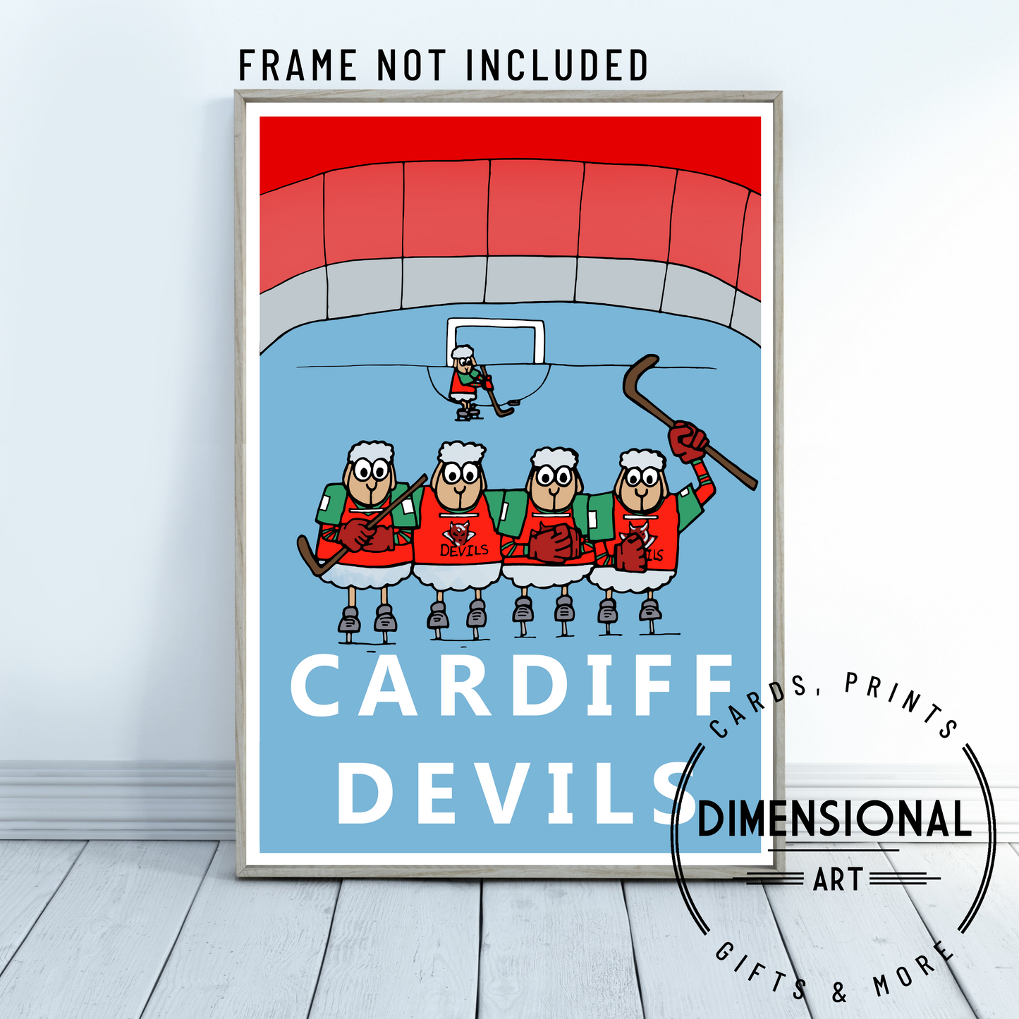 Cardiff Devils Ice hockey Sheep A4 Print