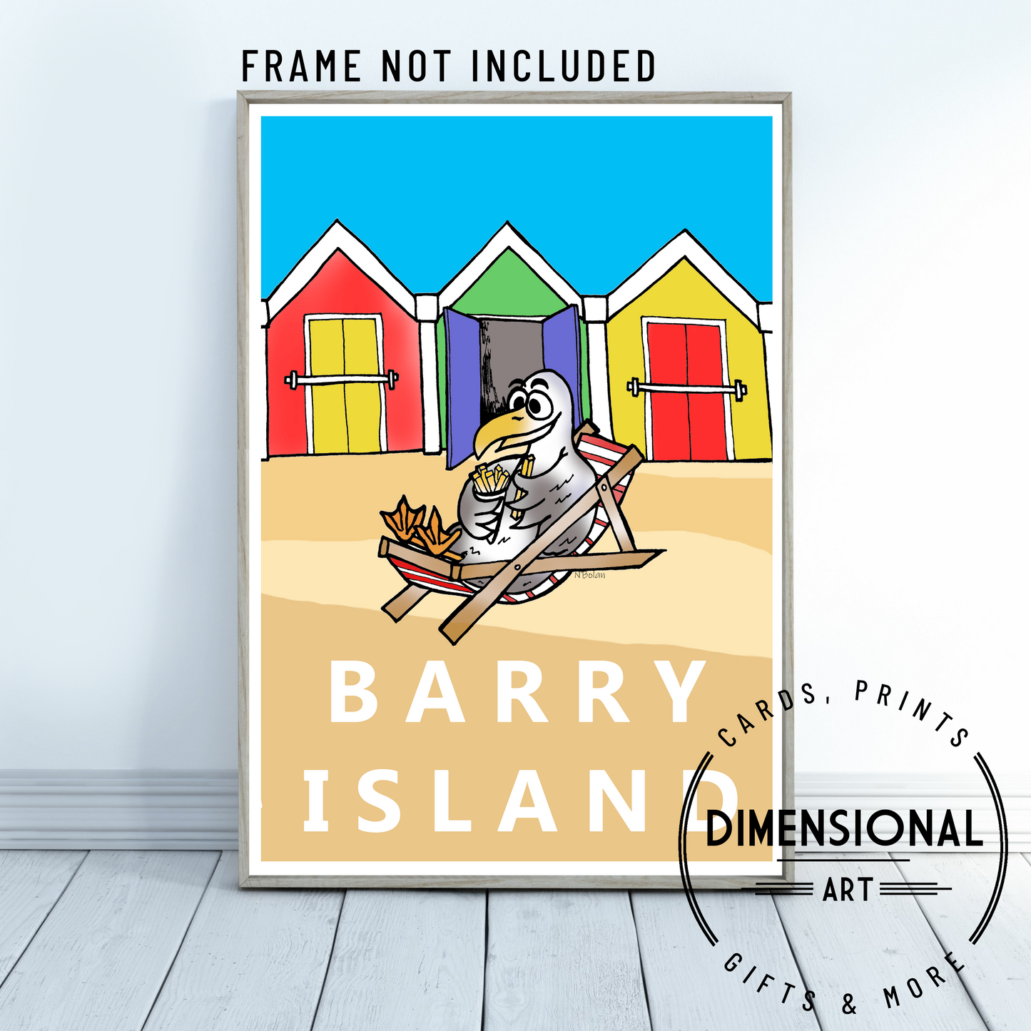 Barry Island Seagull eating chips A4 Print