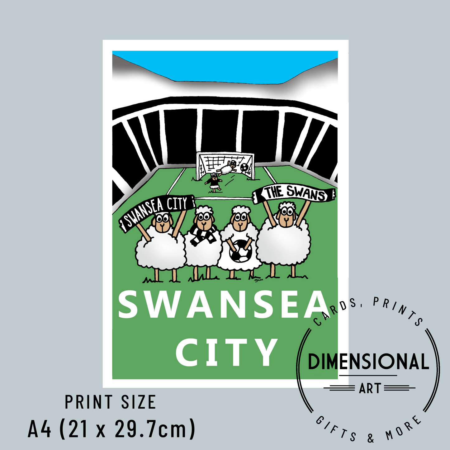 Swansea City Football Sheep A4 Print