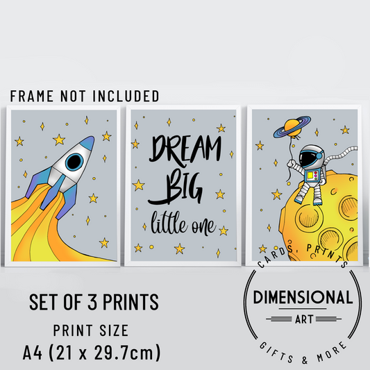Dream Big Space A4 Prints (Set of 3)
