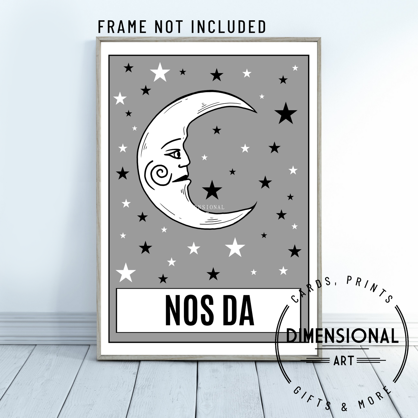 Nos da A4 Print- grey - Welsh