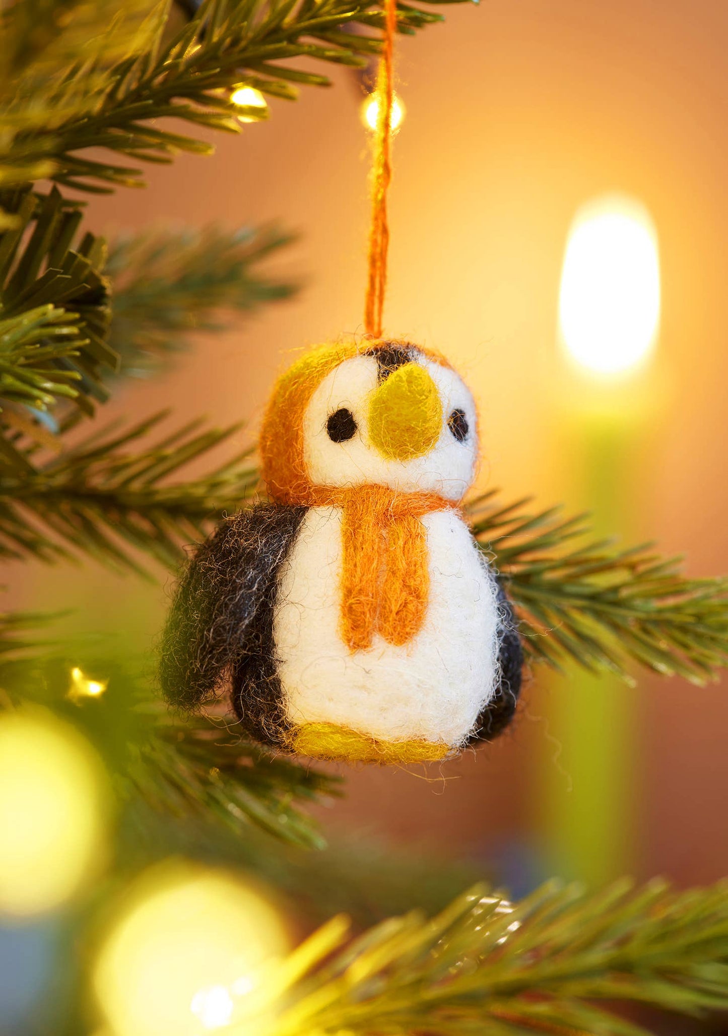 Handmade Set of 5 Hanging Felt Penguin Decorations