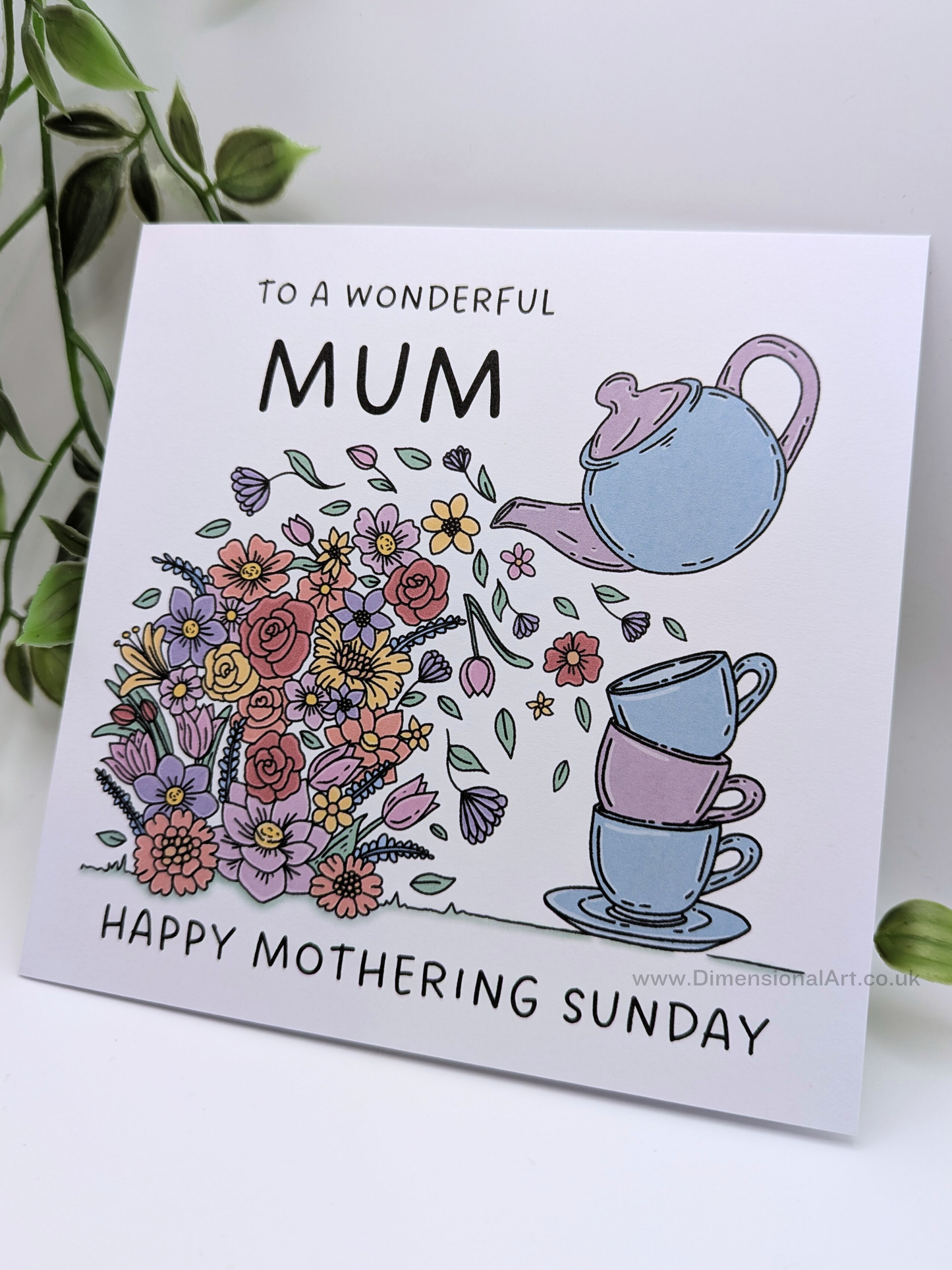 Mum Teapot Flowers Mothering Sunday Card (Mothers Day)