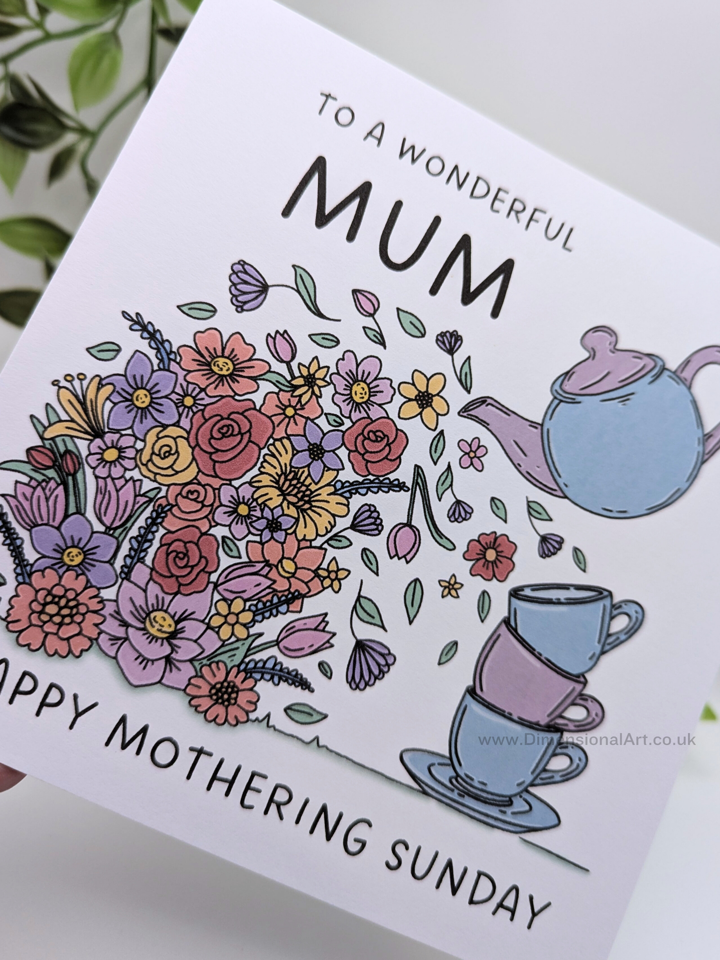 Mum Teapot Flowers Mothering Sunday Card (Mothers Day)