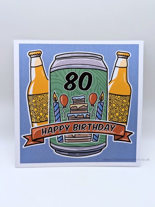 80 Birthday Card - Beer