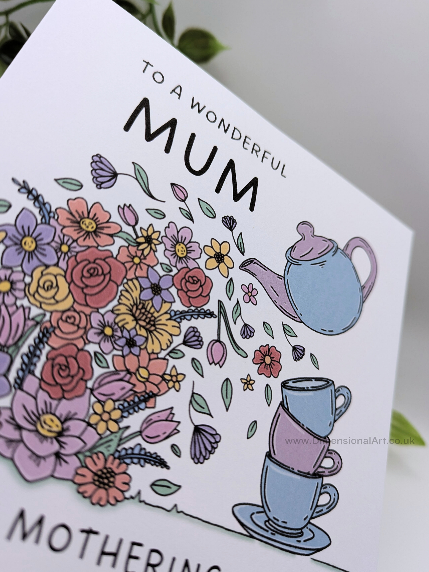 Mum Teapot Flowers Mothering Sunday Card (Mothers Day)