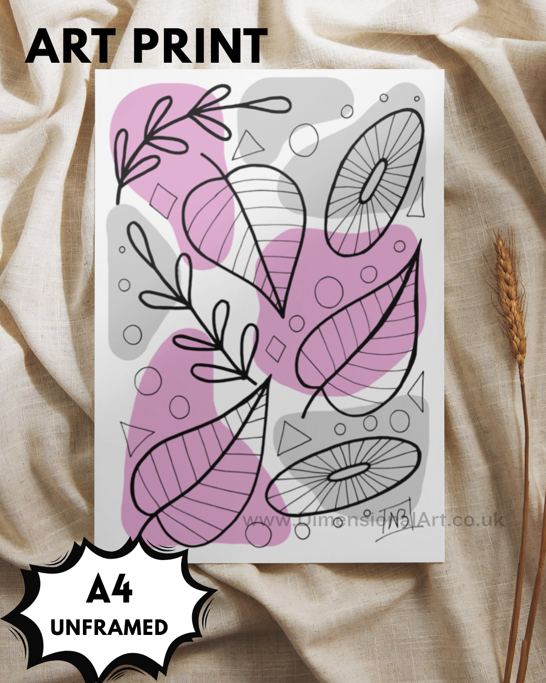 Leaf - Pink A4 Print