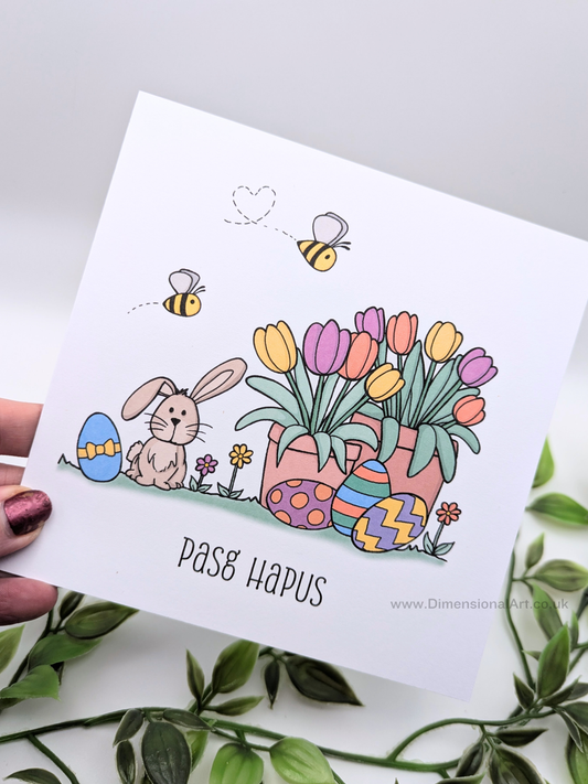 Pasg Hapus - Happy Easter Card - Welsh
