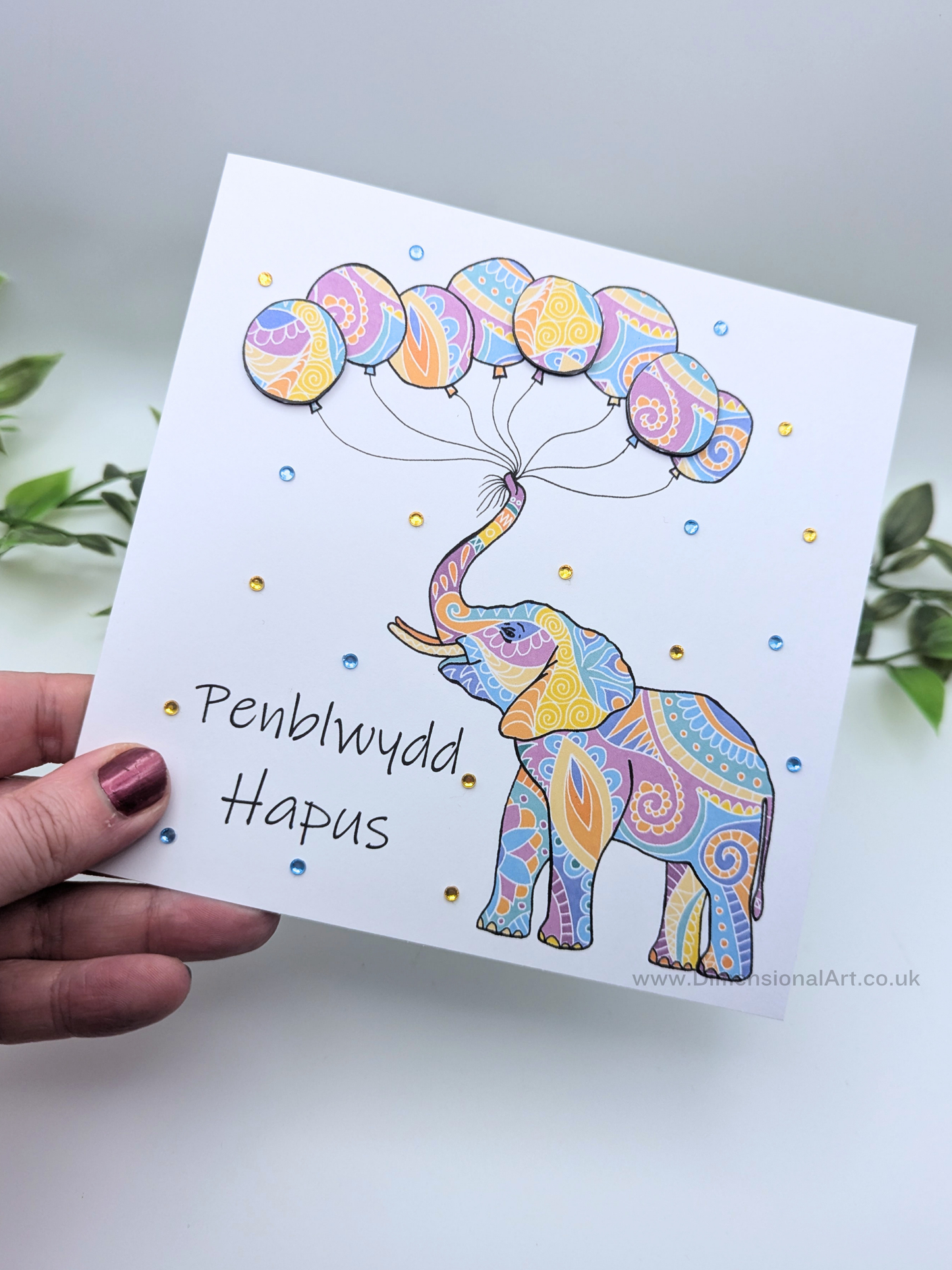 Elephant Balloons Penblwydd Hapus -  Welsh