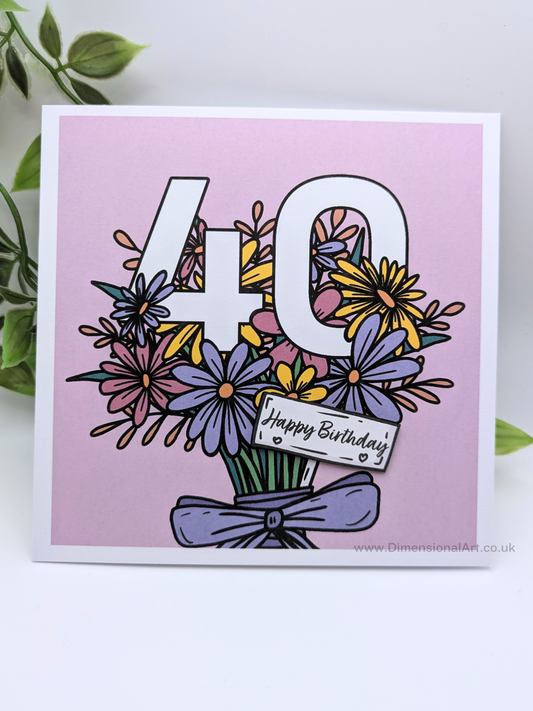 40 Birthday Card - Flowers