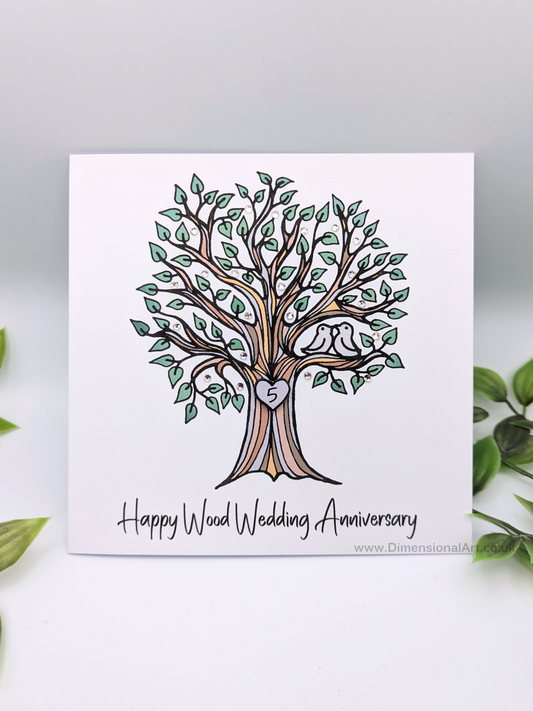 5th Wood Anniversary Card