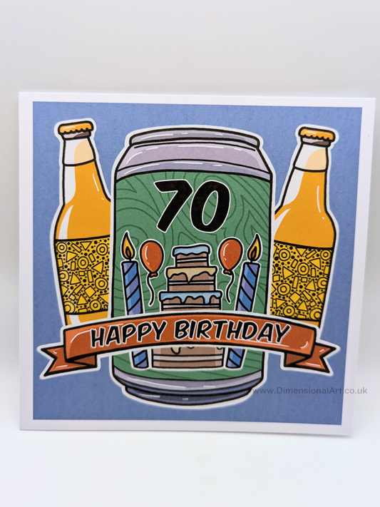 70 Birthday Card - Beer