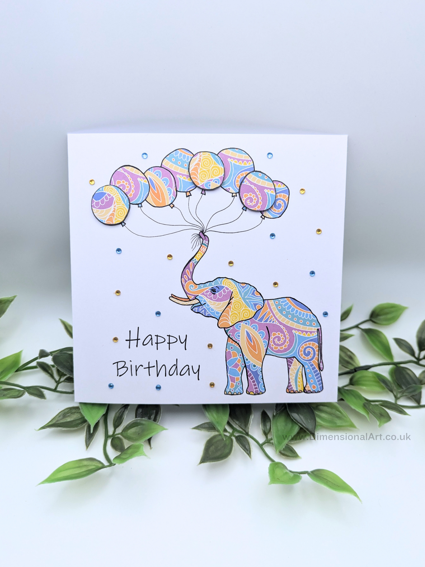Elephant Balloons Birthday Card
