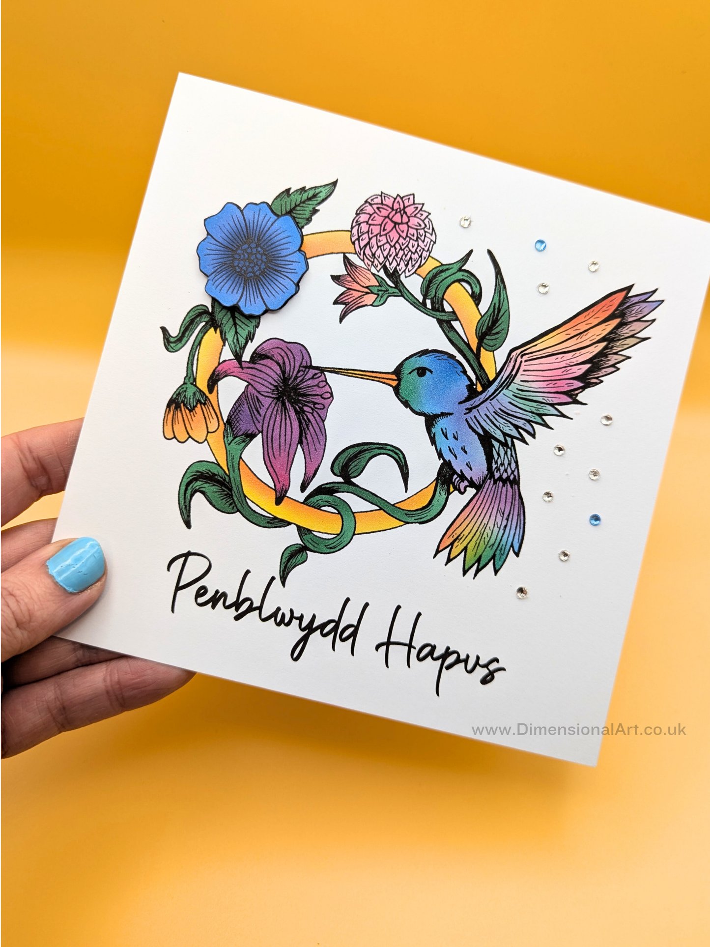 Humming Bird Penblwydd (Birthday Card)