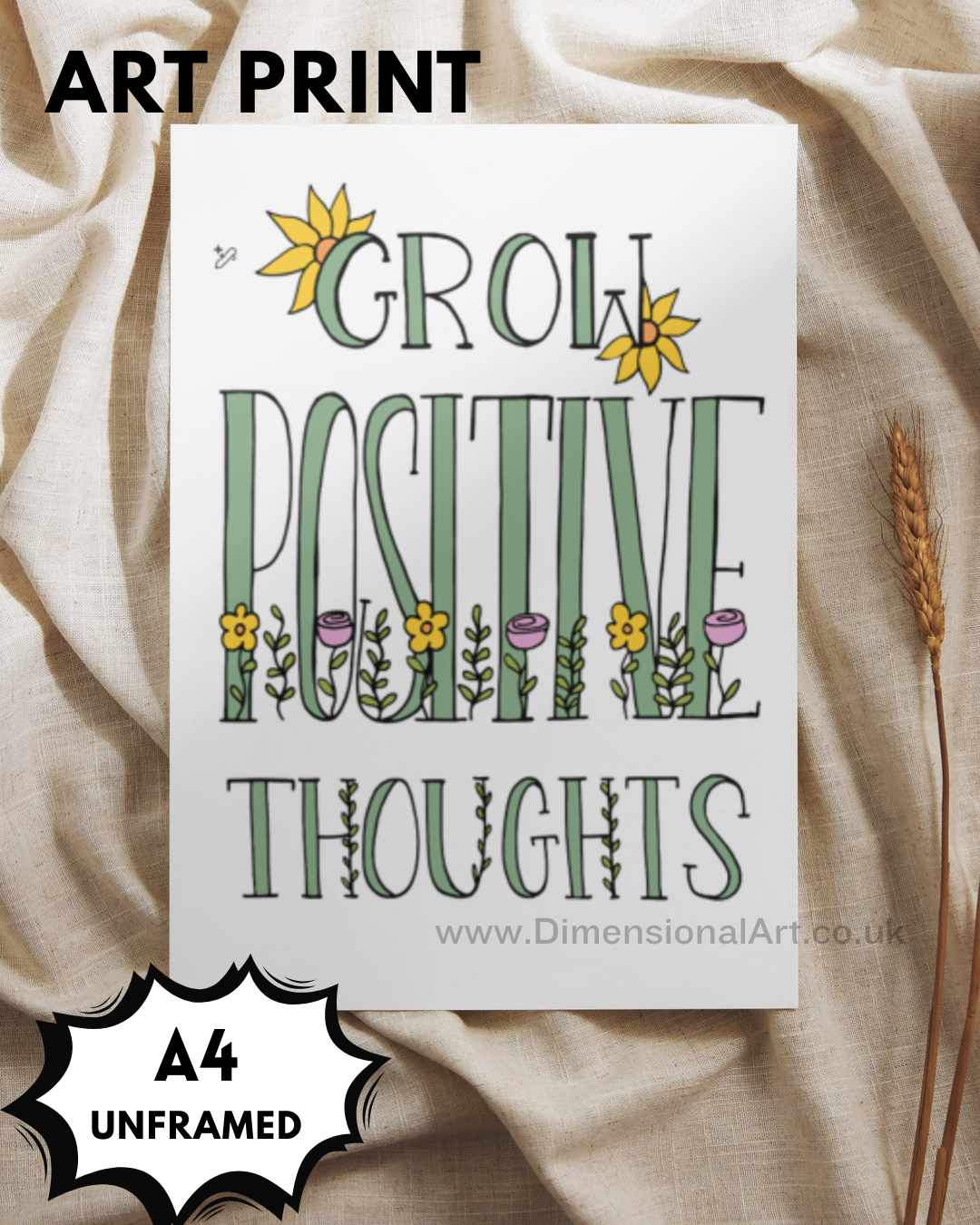 Grow Positive Thoughts A4 Print