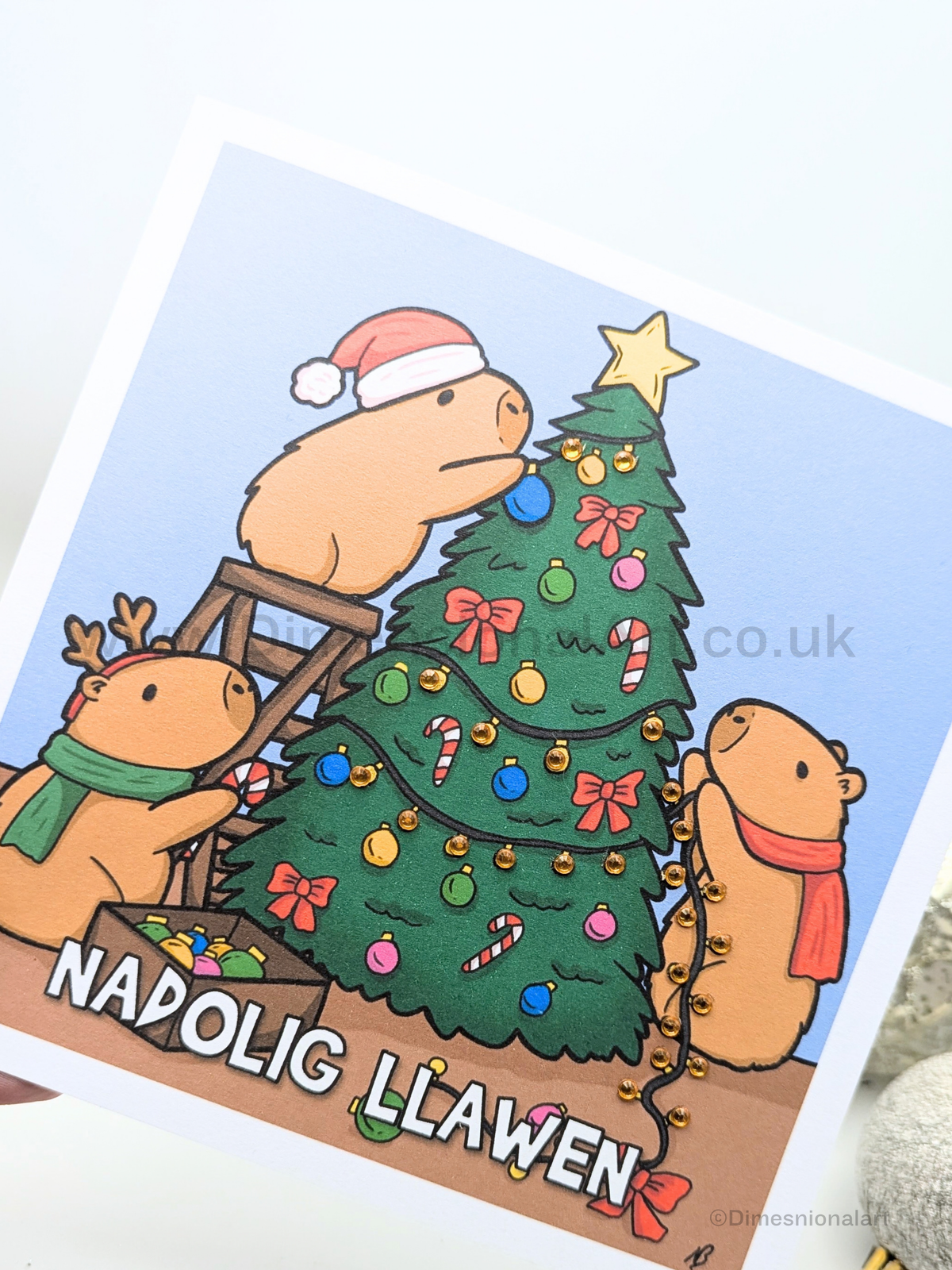 Capybara Nadolig Llawen Card