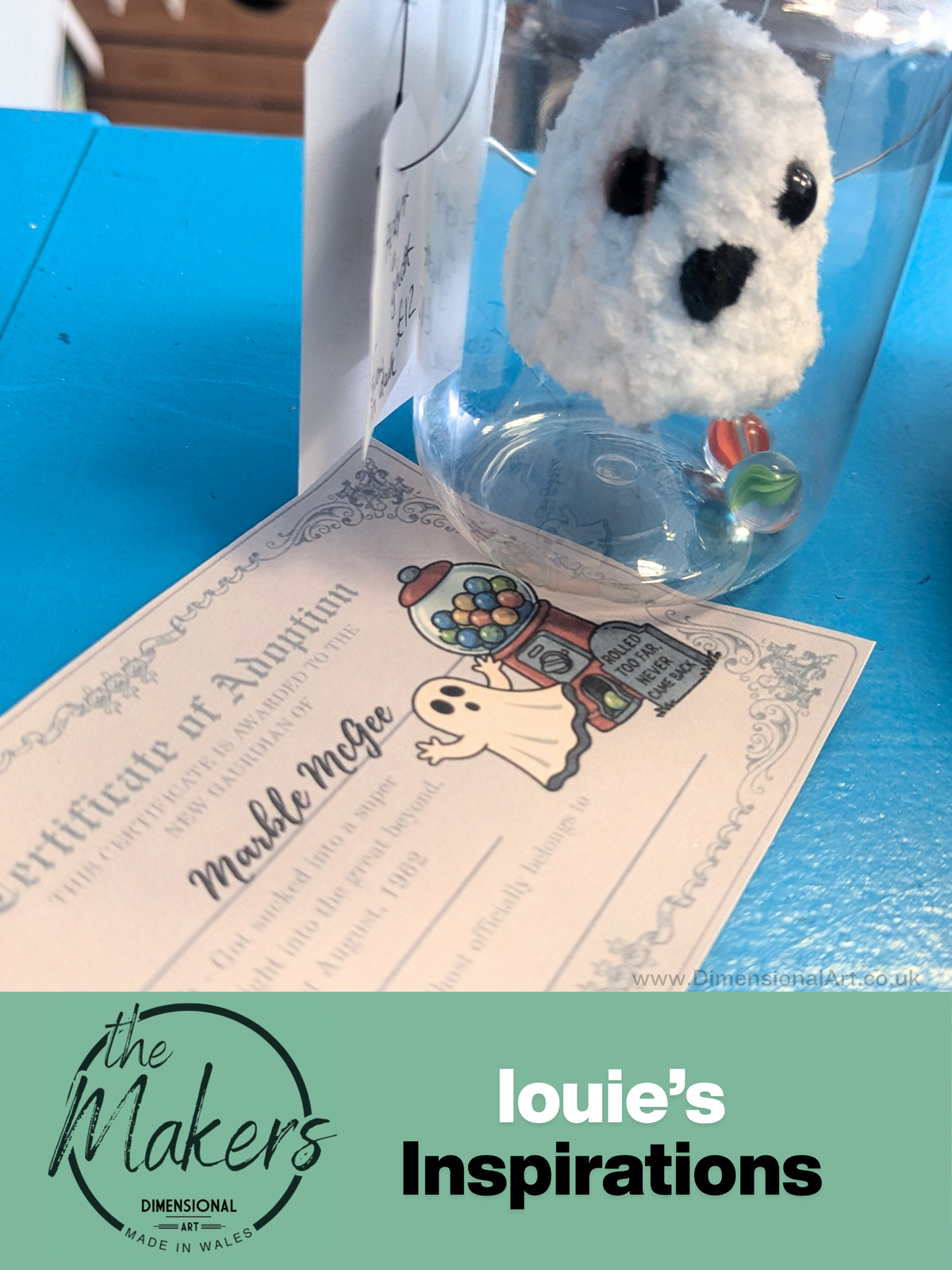 Adopt a Ghost  - MARBLE MCGEE- crocheted - Glow in the dark  - handmade