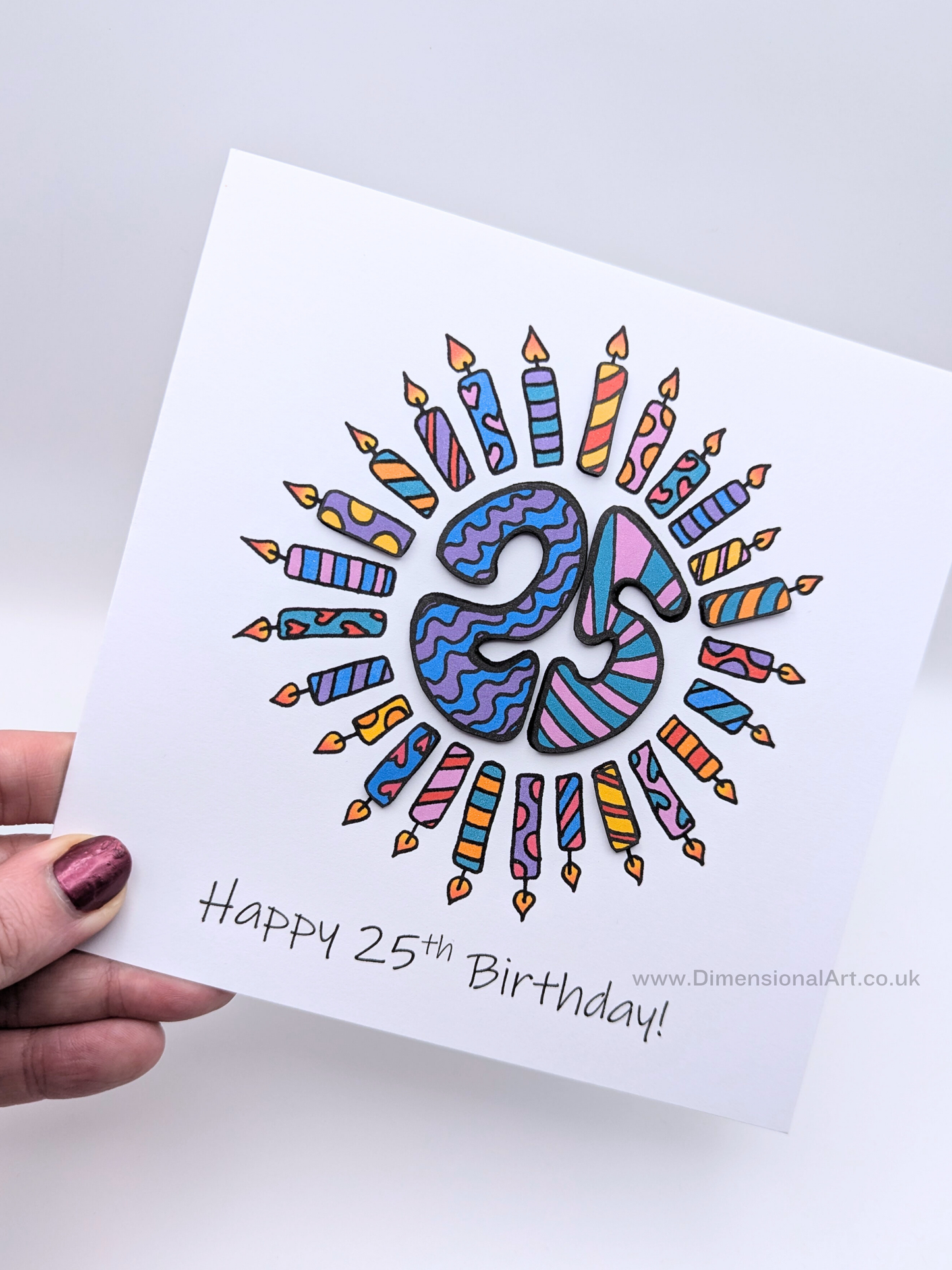 25th Candles Birthday Card 25th