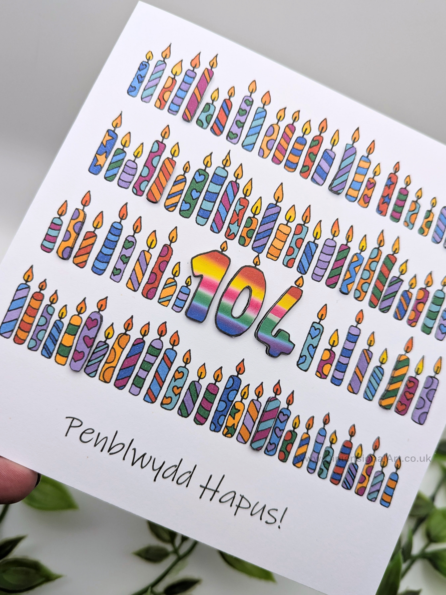 104 Candles Penblwydd Hapus (Birthday Card) 104th