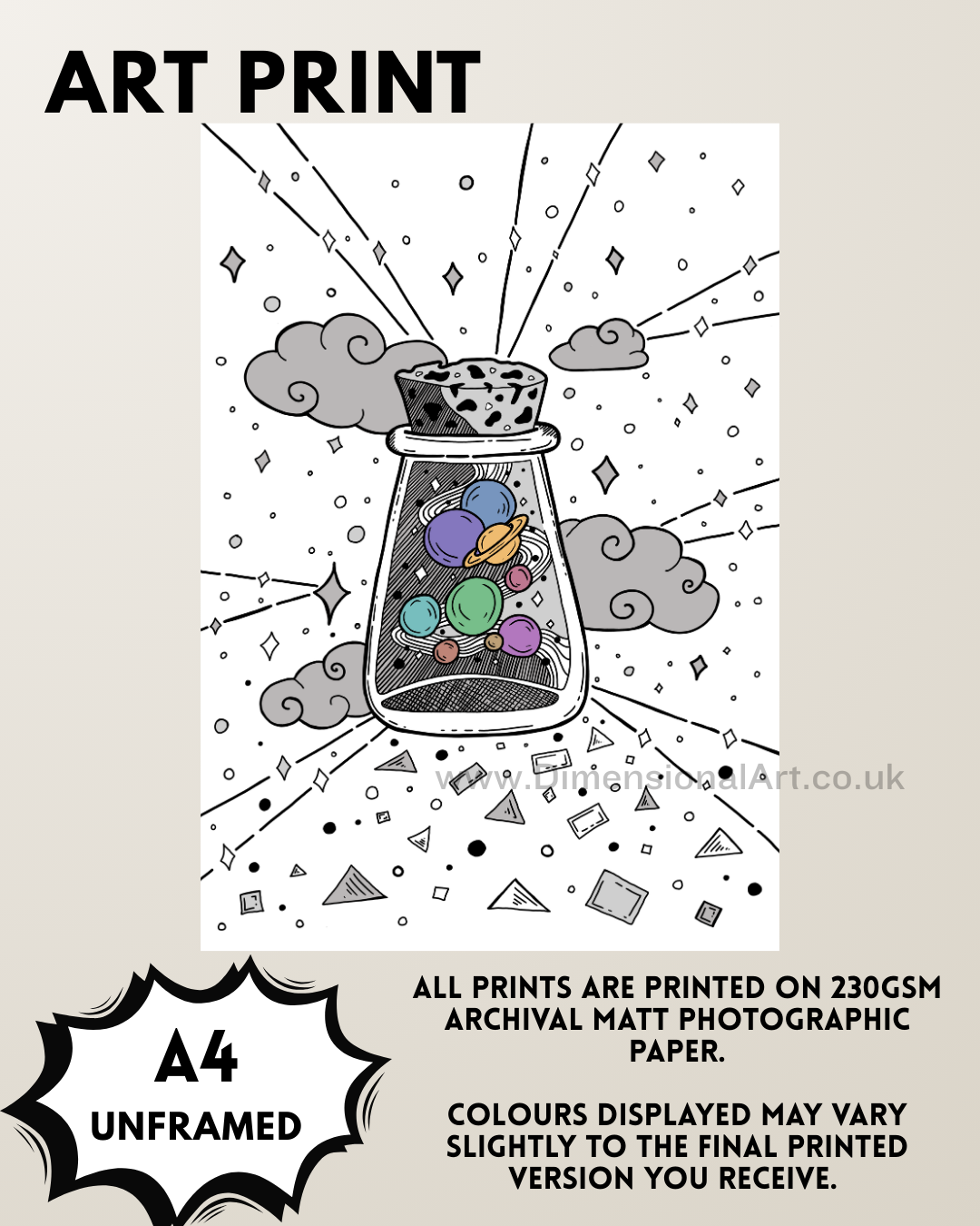 Colourful Dice A4 Print