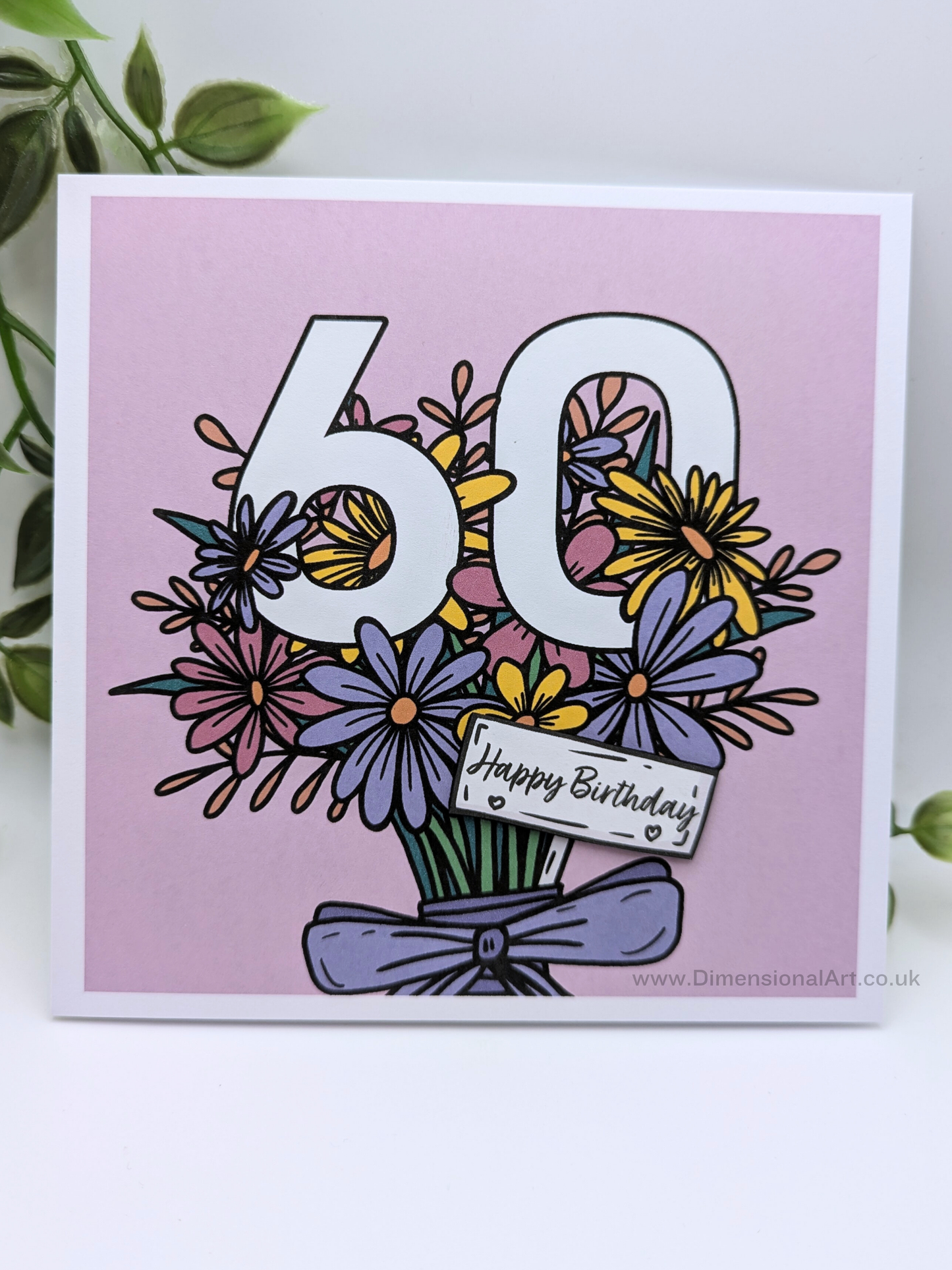 60 Birthday Card - Flowers