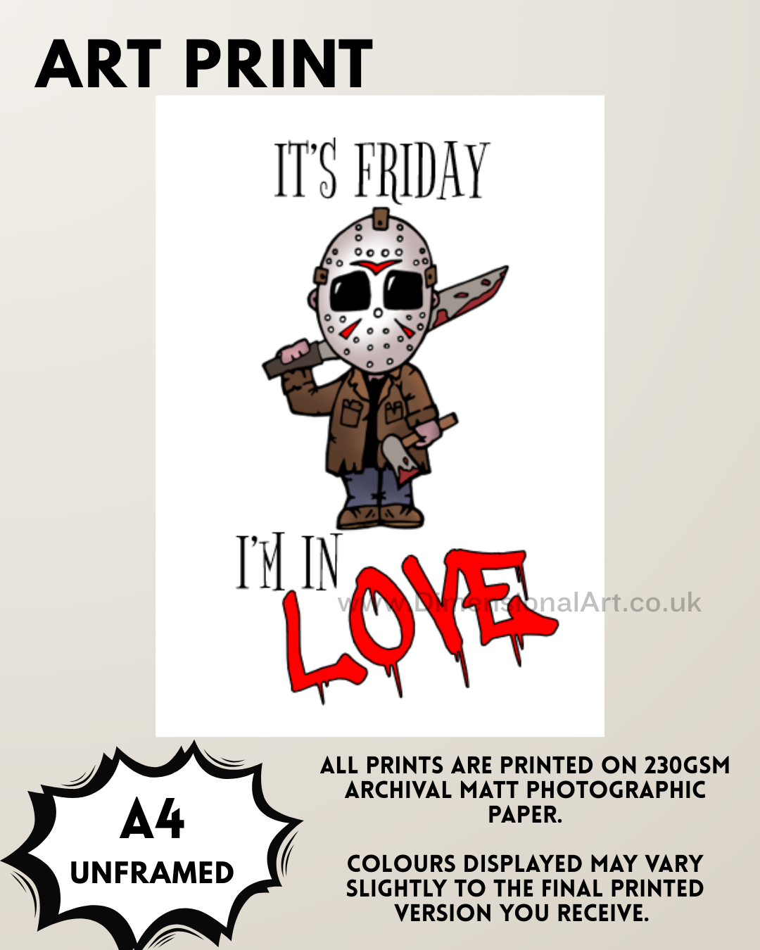 It's Friday I'm in Love - Jason - A4 Print