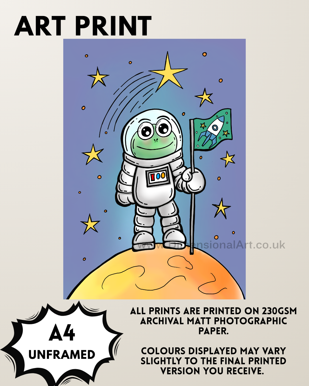 Space Frog A4 Print
