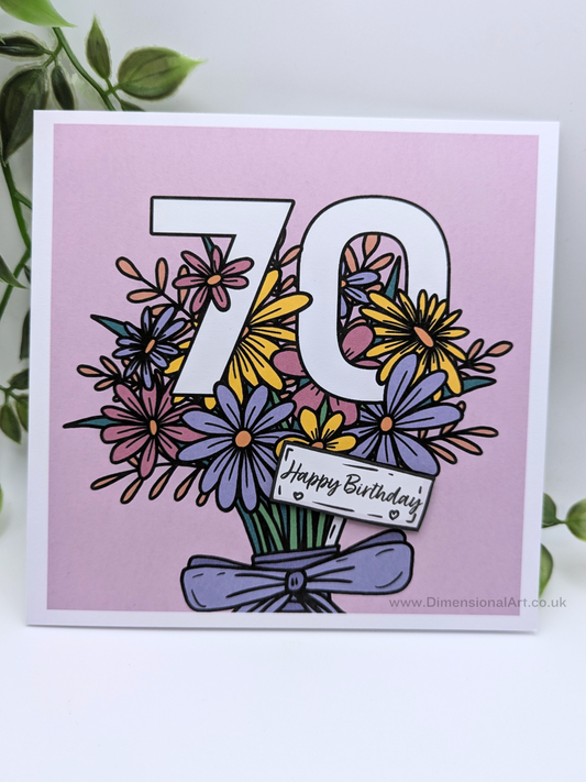 70 Birthday Card - Flowers