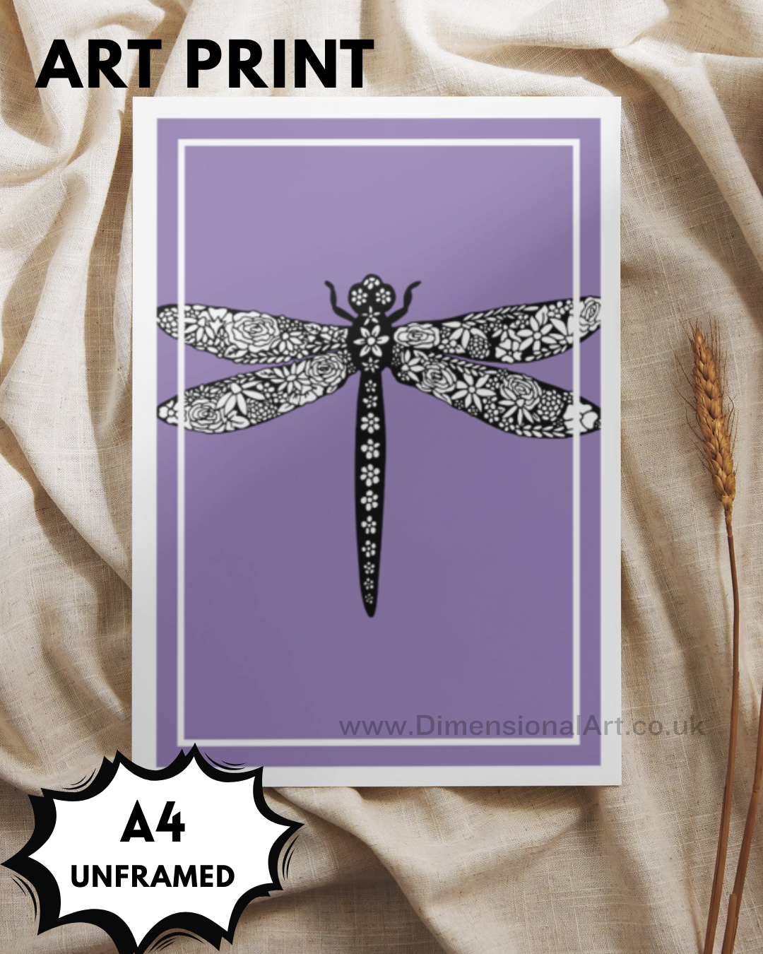 Dragonfly A4 Print - Purple