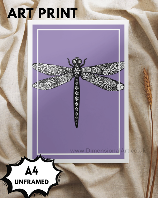 Dragonfly A4 Print - Purple