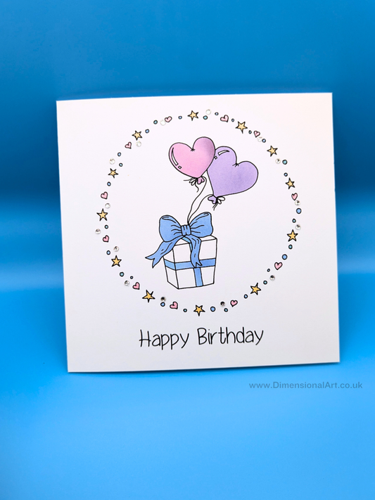 Heart Balloons Birthday Card
