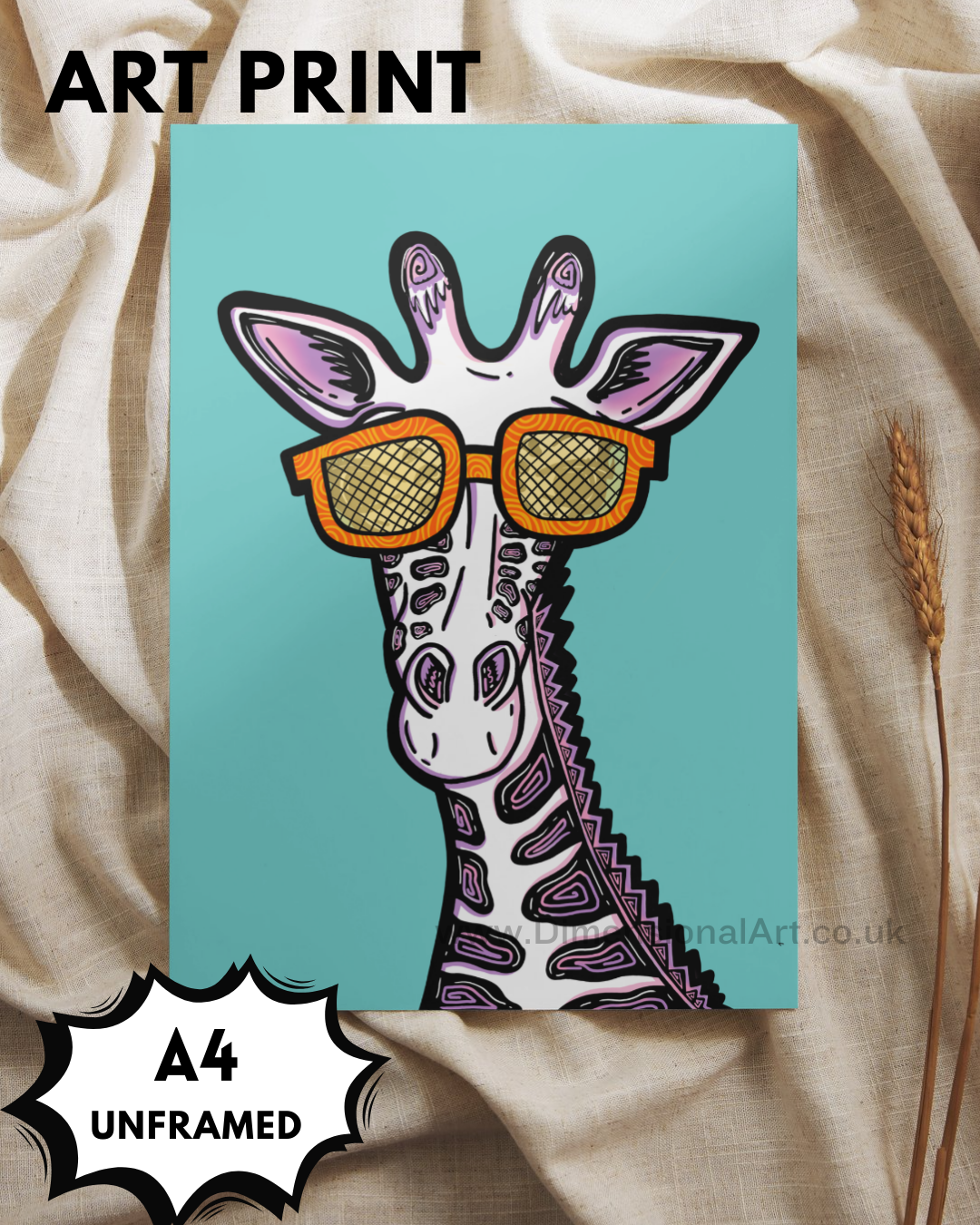 Giraffe A4 Print