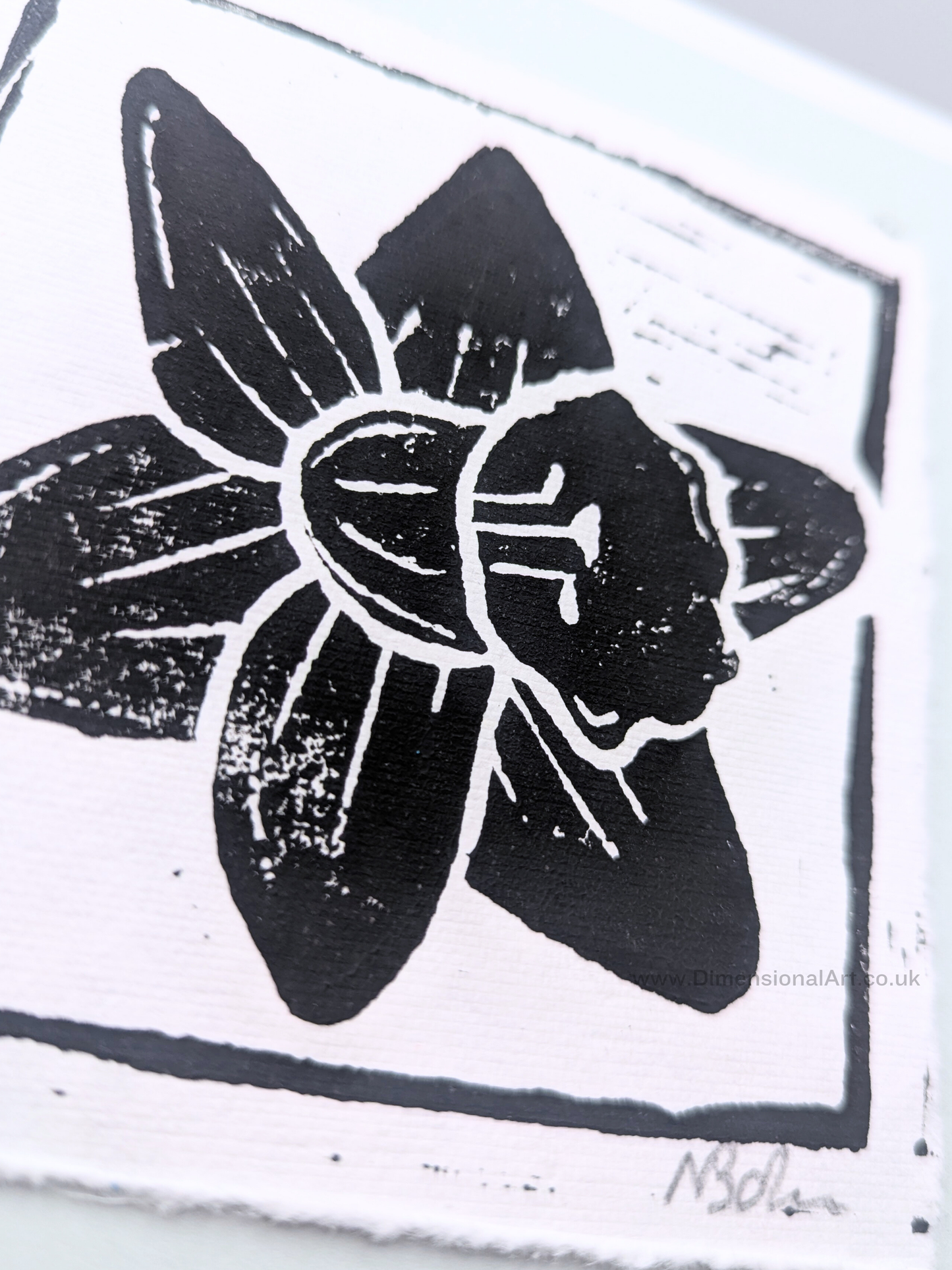 Daffodil - Hand Printed Linocut Cards - Greetings Cards - light green